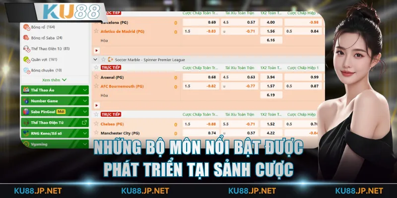 Những bộ môn nổi bật được phát triển tại sảnh cược